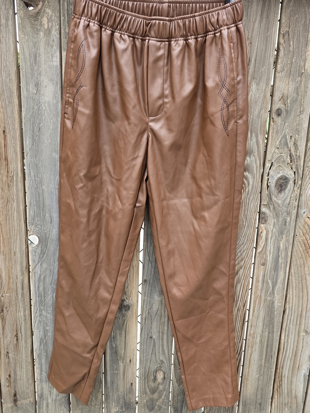 Ariat Faux Leather Pull on Jogger Pants Western Stitching Size XS - Picture 2 of 9